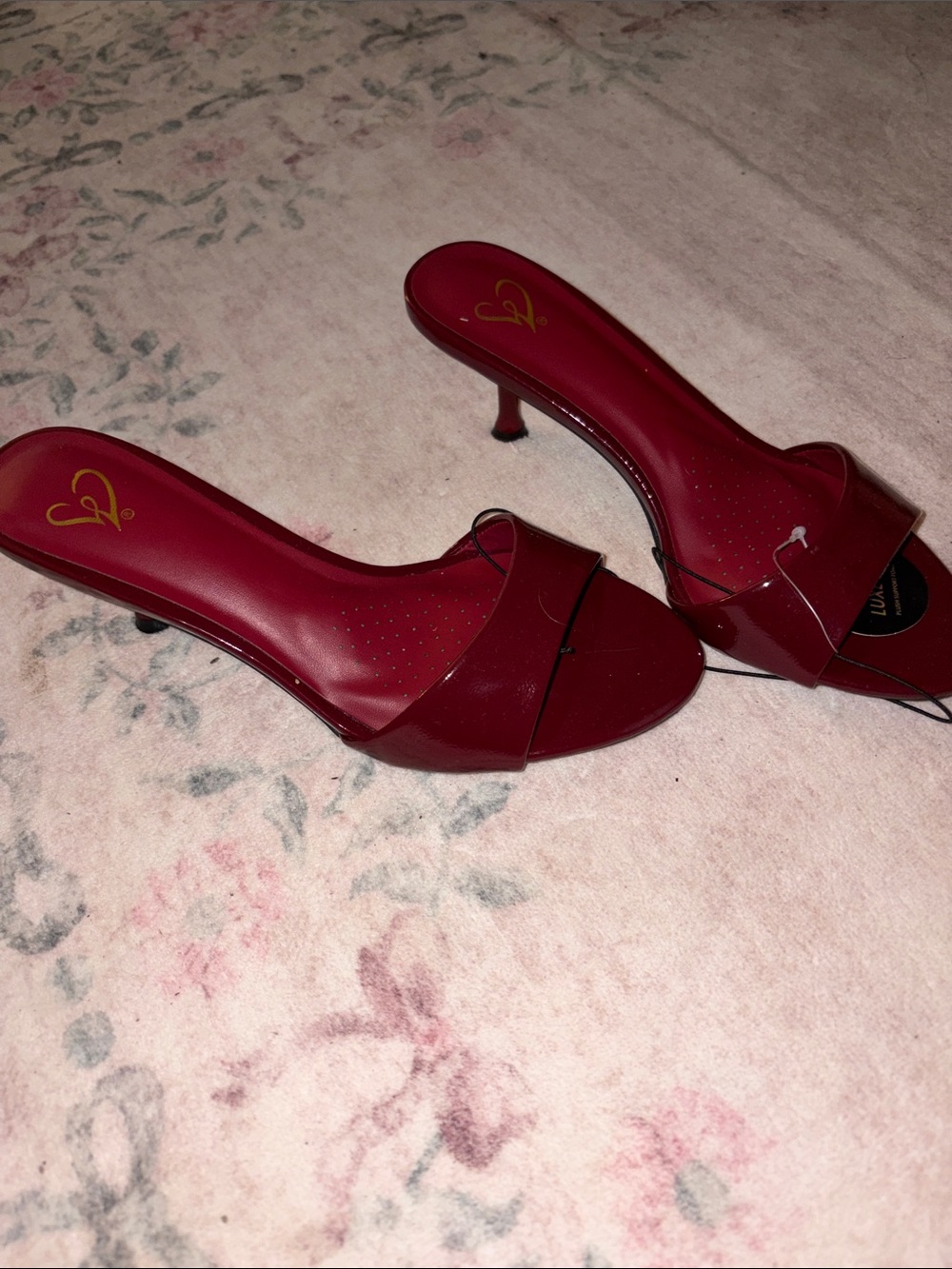 Windsor Red Open-Toe Kitten Heel Slide Sandals